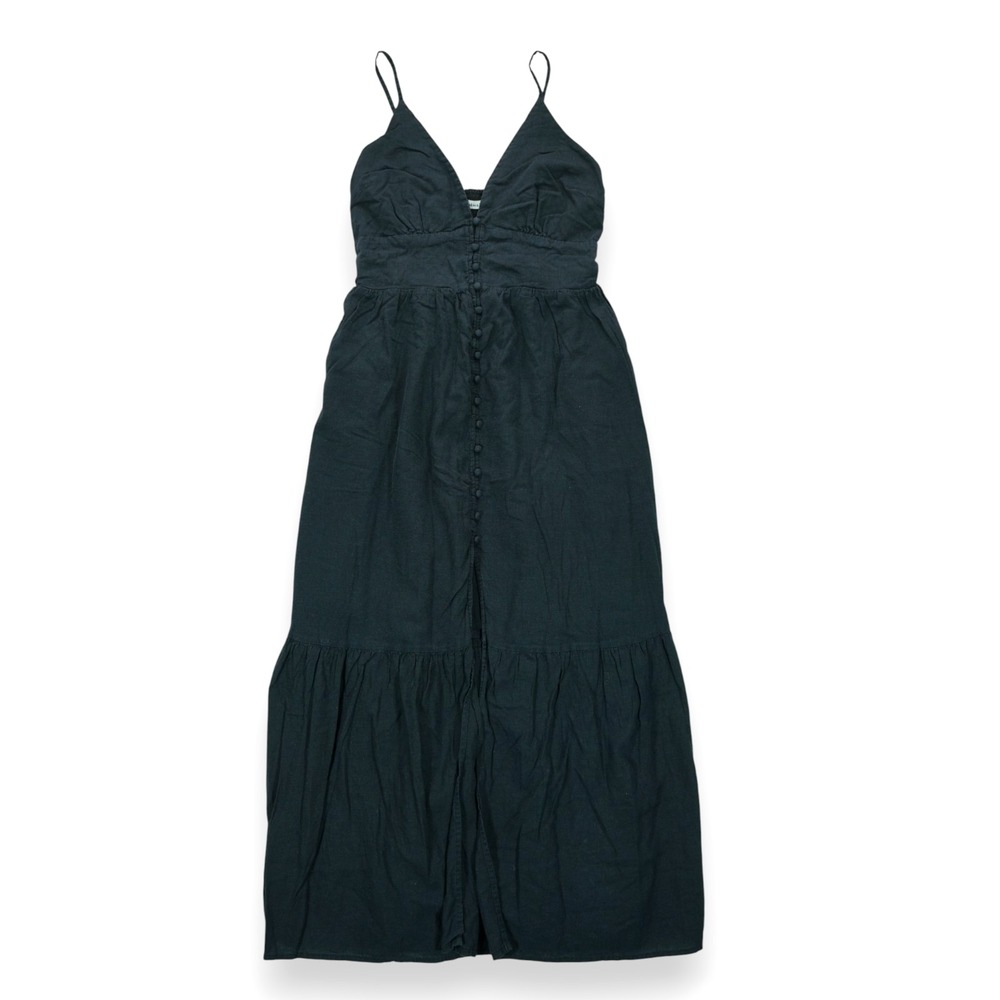 Abercrombie & Fitch Women's Dress Black Lined Button Through Maxi Pockets M